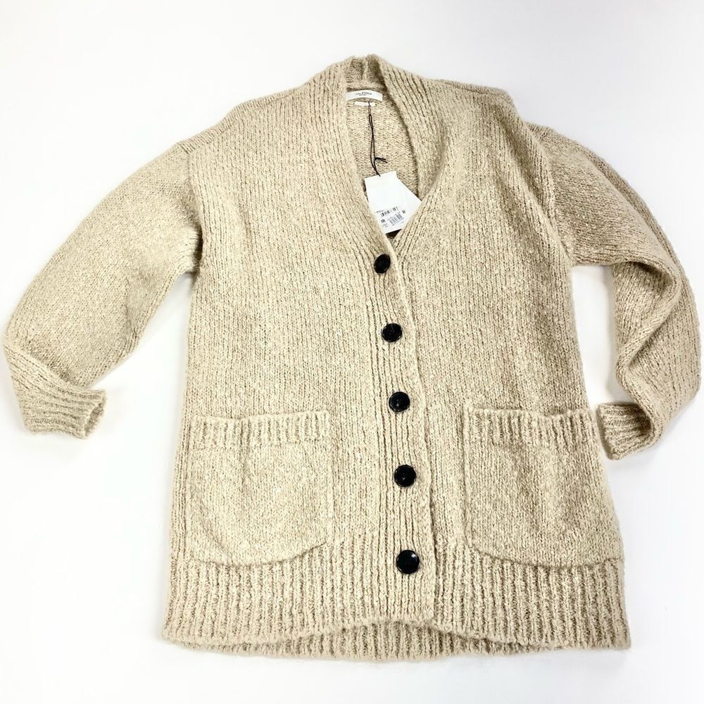 Isabel Marant Etoile Scott Cardigan brown alpaca button front 38